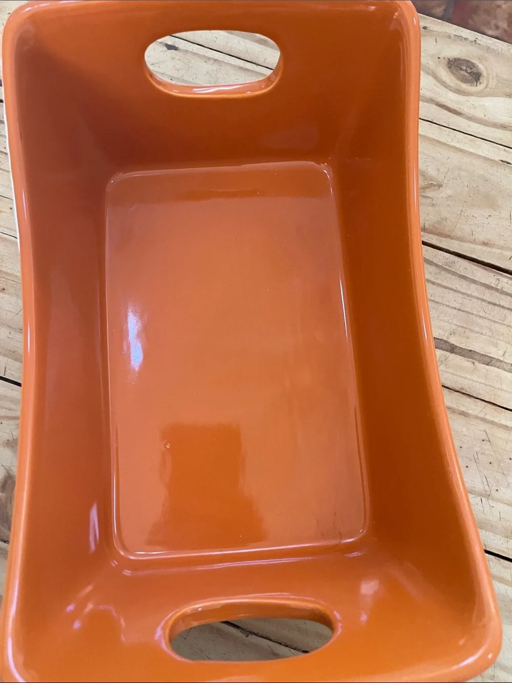 Glazed Orange Ceramic Serving Baker with Carry Handles